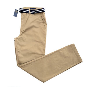 NWT Polo Ralph Lauren Big Boys Slim Fit Khaki Twill Belted Pants $60 Size 20 XL